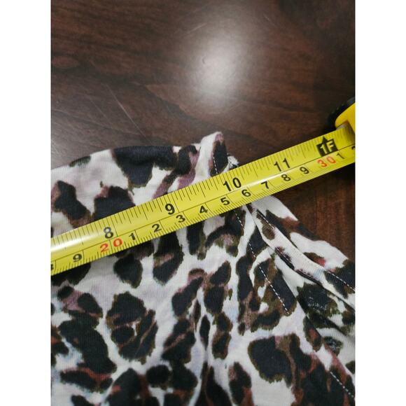 Cabi Roll Cuff Sleeve Leopard Animal Print Top Shirt Basic Tee Neutral Size M - Picture 12 of 13